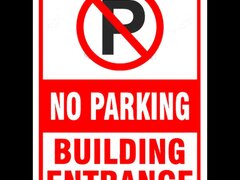 No Parking building entrance Sign